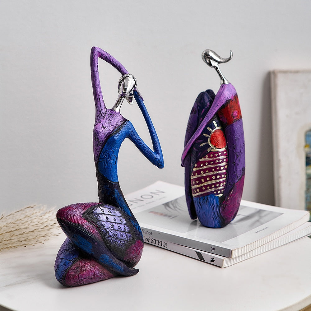 Abstract art figure ornaments Aesthetic living room decor Resin sculpture Women figures statue National Style Decoration Home acacuss