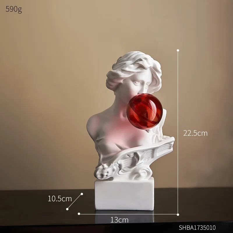 Aesthetic Character Figurines Artistic Plaster Model Blowing Bubble Gum Statue For Living Room Decor Modern Home Decoration Art acacuss