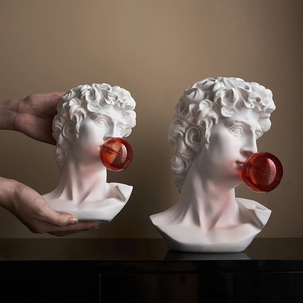 Aesthetic Character Figurines Artistic Plaster Model Blowing Bubble Gum Statue For Living Room Decor Modern Home Decoration Art acacuss