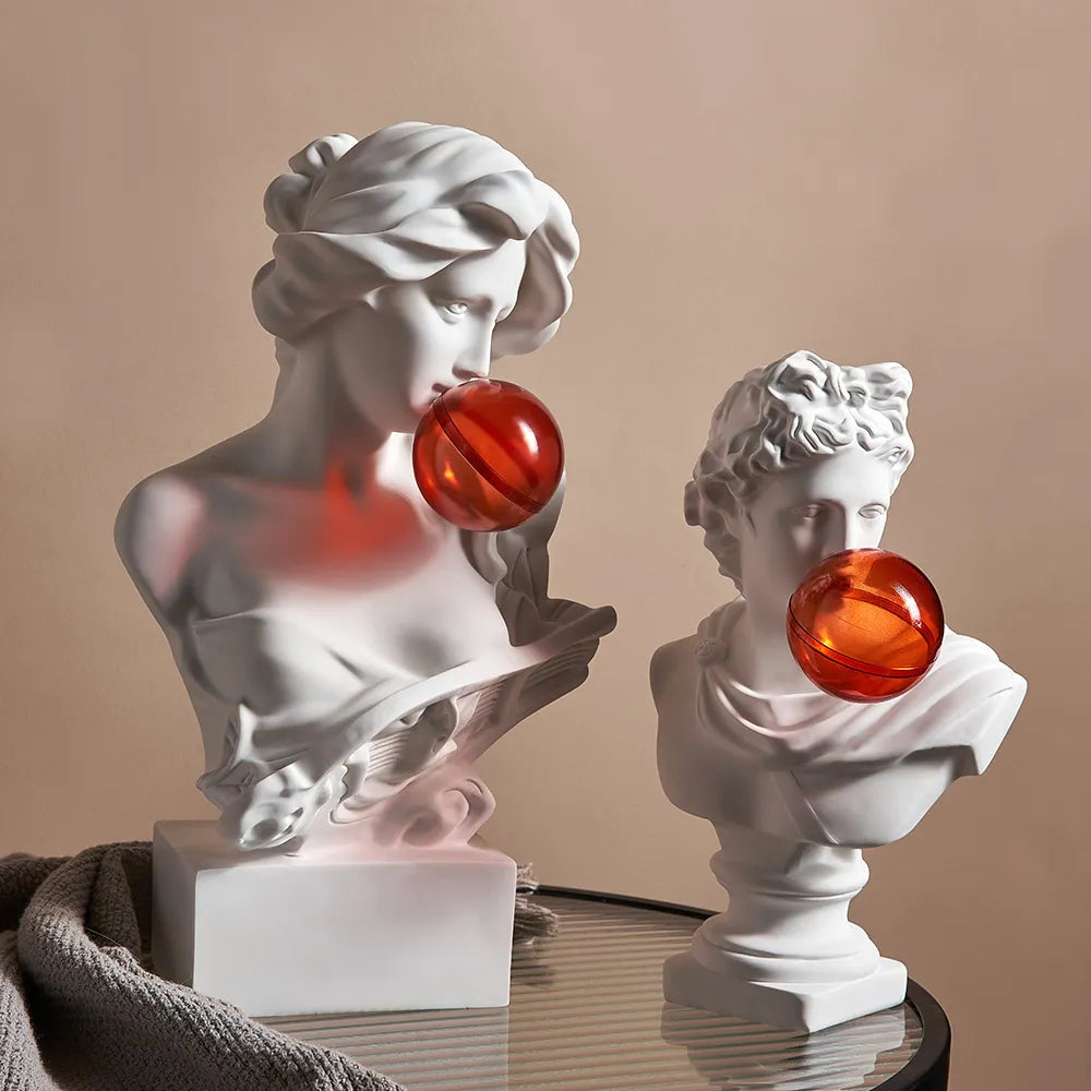 Aesthetic Character Figurines Artistic Plaster Model Blowing Bubble Gum Statue For Living Room Decor Modern Home Decoration Art acacuss