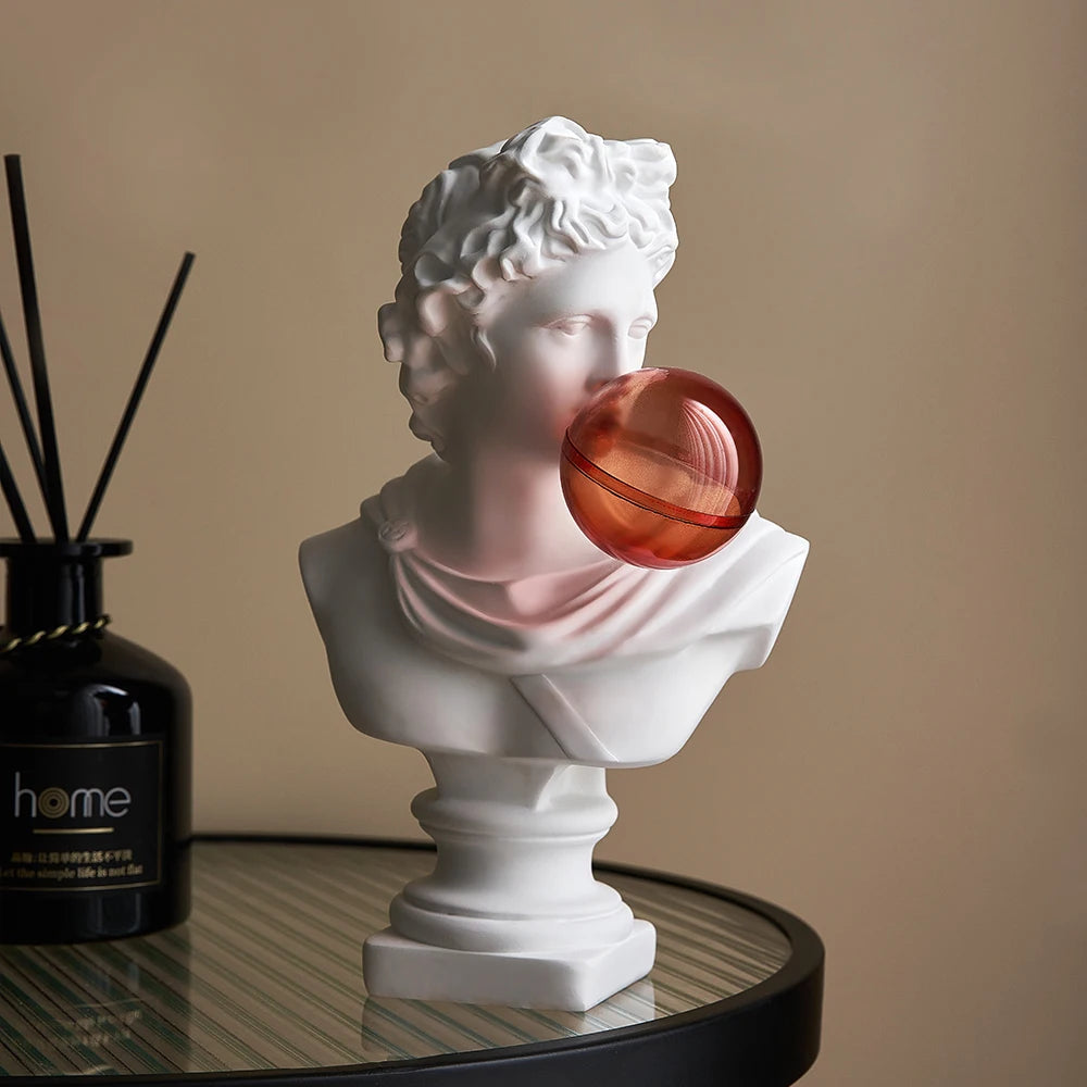 Aesthetic Character Figurines Artistic Plaster Model Blowing Bubble Gum Statue For Living Room Decor Modern Home Decoration Art acacuss