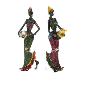 African Dancing Women Miniatures Figures Tribal Lady Statue Sculpture Collectible Art Home Decoration For Office TV Cabinet acacuss