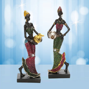 African Dancing Women Miniatures Figures Tribal Lady Statue Sculpture Collectible Art Home Decoration For Office TV Cabinet acacuss