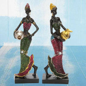 African Dancing Women Miniatures Figures Tribal Lady Statue Sculpture Collectible Art Home Decoration For Office TV Cabinet acacuss