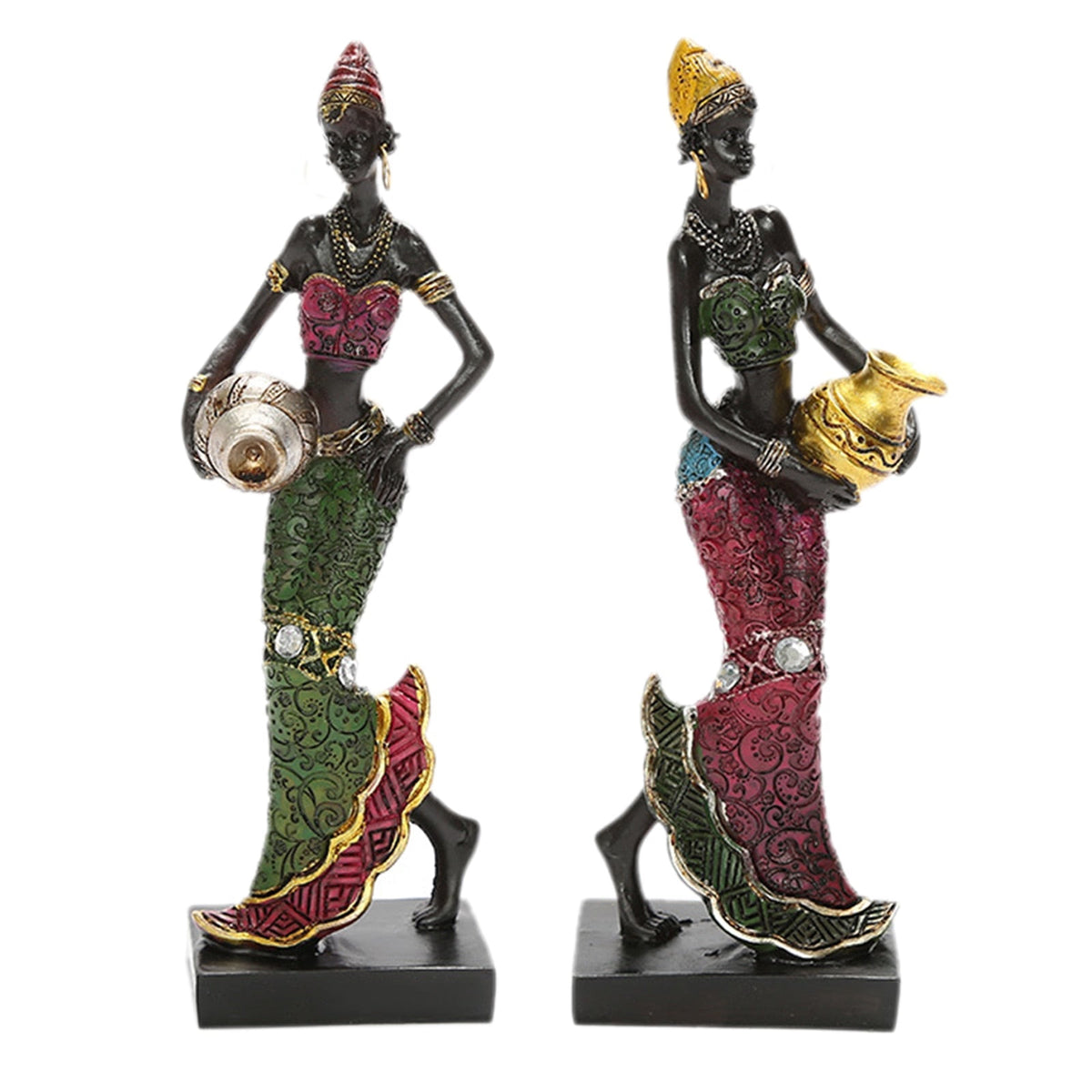 African Dancing Women Miniatures Figures Tribal Lady Statue Sculpture Collectible Art Home Decoration For Office TV Cabinet acacuss