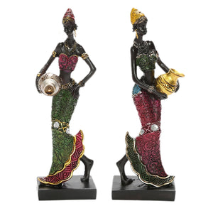 African Dancing Women Miniatures Figures Tribal Lady Statue Sculpture Collectible Art Home Decoration For Office TV Cabinet acacuss