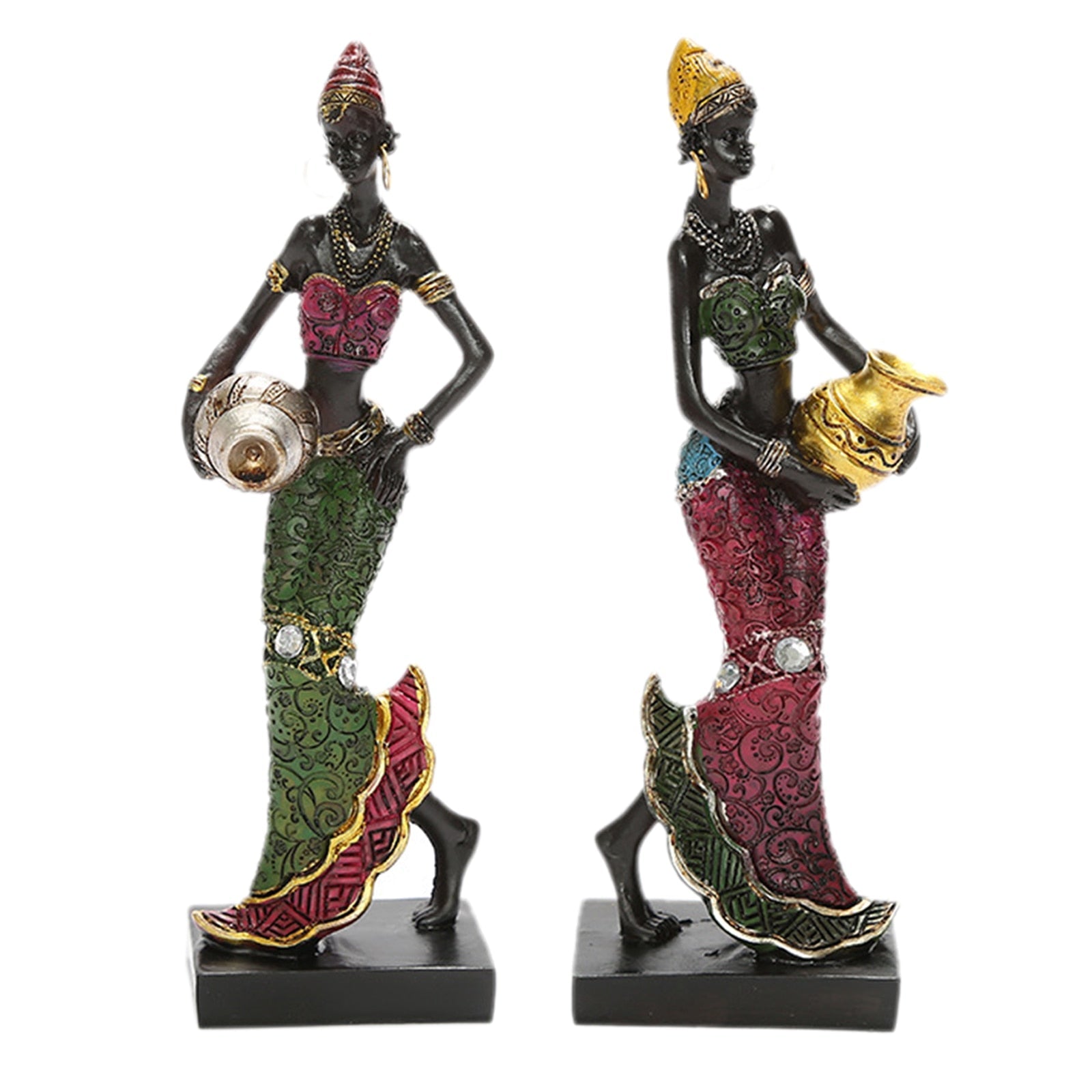 African Dancing Women Miniatures Figures Tribal Lady Statue Sculpture Collectible Art Home Decoration For Office TV Cabinet acacuss