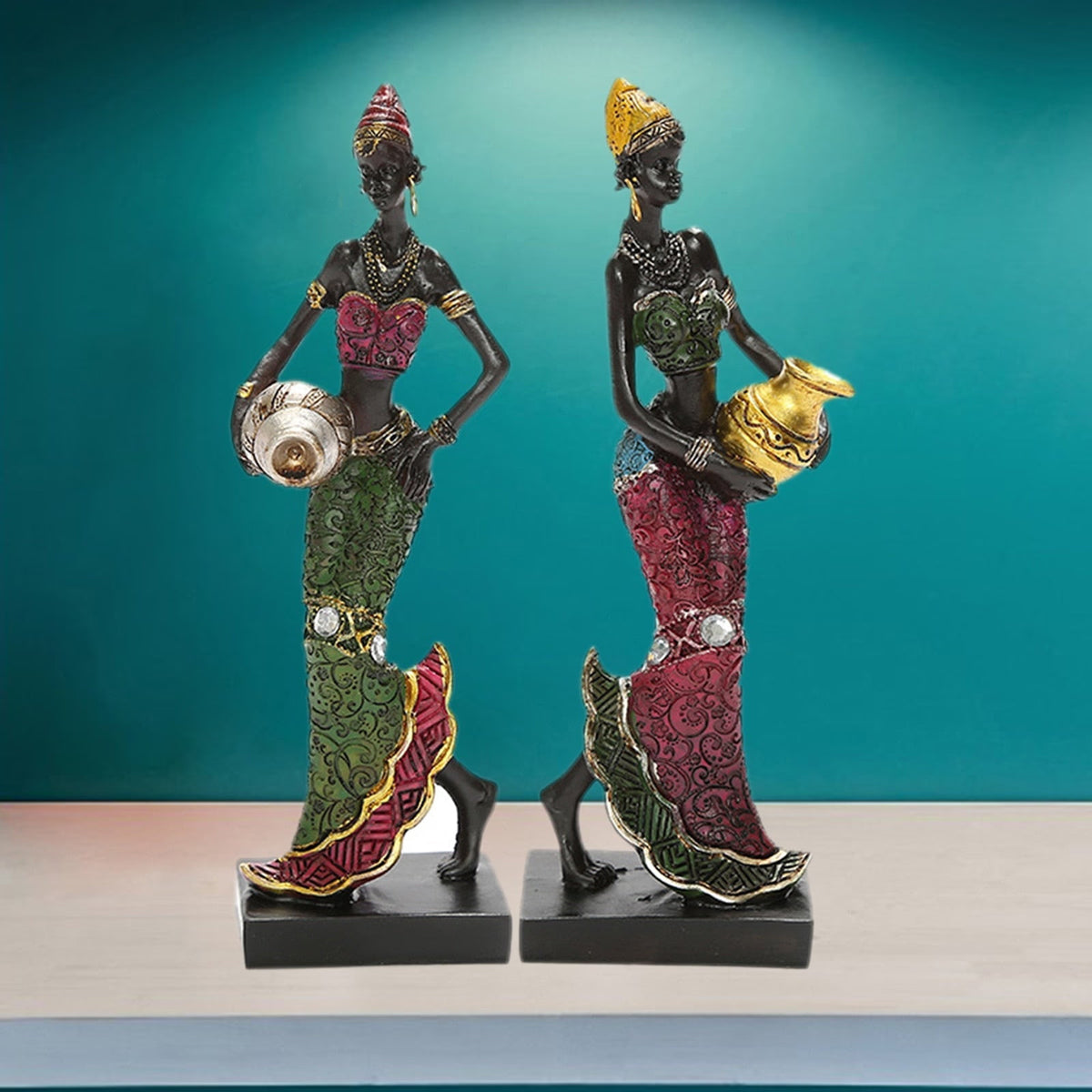 African Dancing Women Miniatures Figures Tribal Lady Statue Sculpture Collectible Art Home Decoration For Office TV Cabinet acacuss