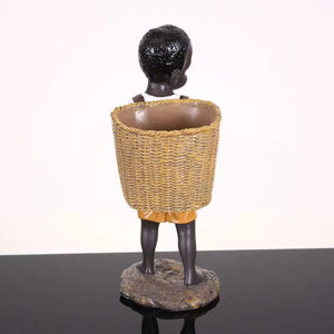 African Figurine Little Boy Tribal Kid Statue Sculpture  Art Piece Decor For Home Vase Storage Table Stand Study Room Ornament acacuss