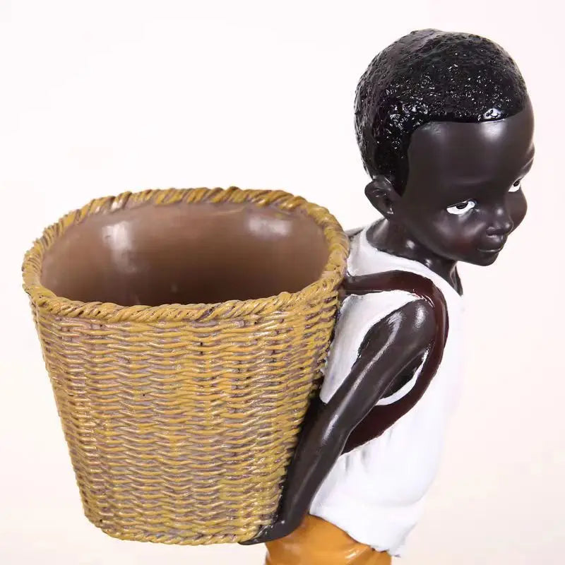 African Figurine Little Boy Tribal Kid Statue Sculpture  Art Piece Decor For Home Vase Storage Table Stand Study Room Ornament acacuss