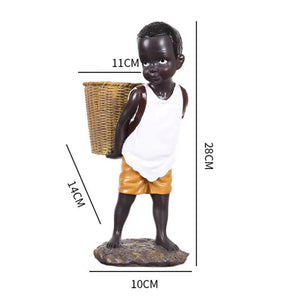 African Figurine Little Boy Tribal Kid Statue Sculpture  Art Piece Decor For Home Vase Storage Table Stand Study Room Ornament acacuss