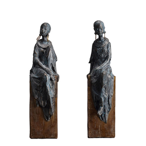 African Lady Women Ornament Tribal Figurines Figures, Resin Crafts Gift Desktop Ornaments Home Figurines Sculpture Statue acacuss