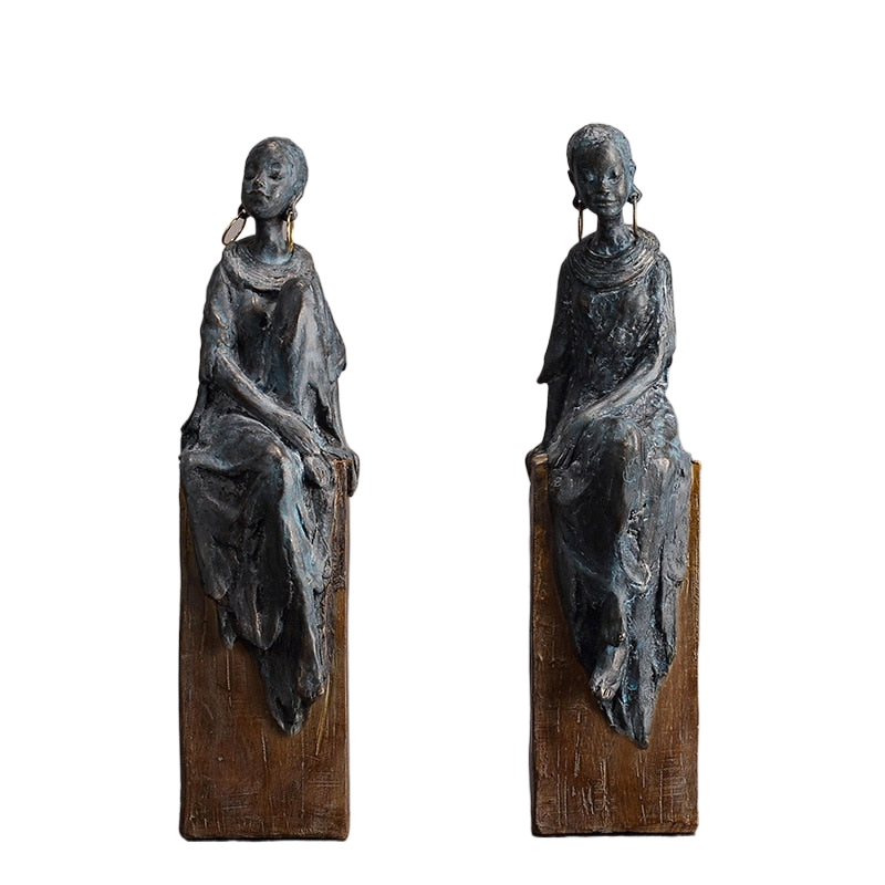 African Lady Women Ornament Tribal Figurines Figures, Resin Crafts Gift Desktop Ornaments Home Figurines Sculpture Statue acacuss