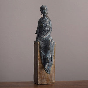 African Lady Women Ornament Tribal Figurines Figures, Resin Crafts Gift Desktop Ornaments Home Figurines Sculpture Statue acacuss