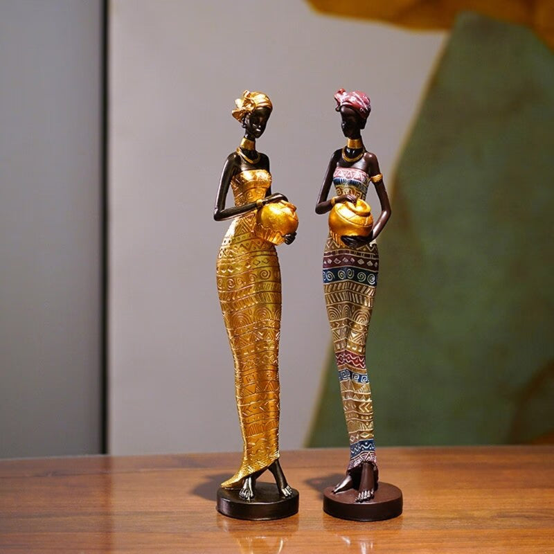 African Sculpture 16.34in Women Tribal Lady Figurine Statue Decor Collectible Art Piece Ornaments Home Office Decor Dropshipping acacuss