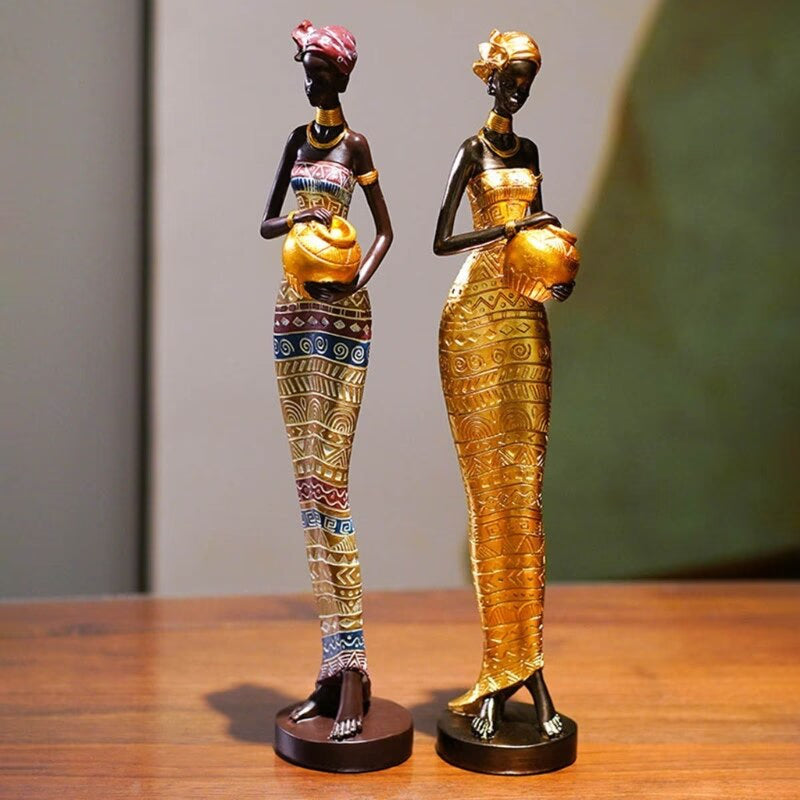 African Sculpture 16.34in Women Tribal Lady Figurine Statue Decor Collectible Art Piece Ornaments Home Office Decor Dropshipping acacuss