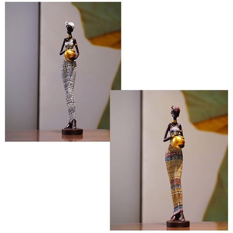 African Sculpture 16.34in Women Tribal Lady Figurine Statue Decor Collectible Art Piece Ornaments Home Office Decor Dropshipping acacuss
