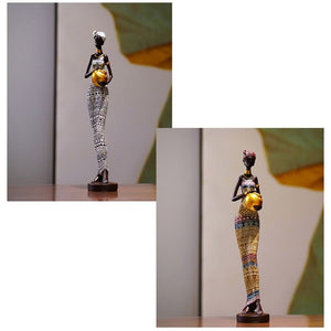 African Sculpture 16.34in Women Tribal Lady Figurine Statue Decor Collectible Art Piece Ornaments Home Office Decor Dropshipping acacuss