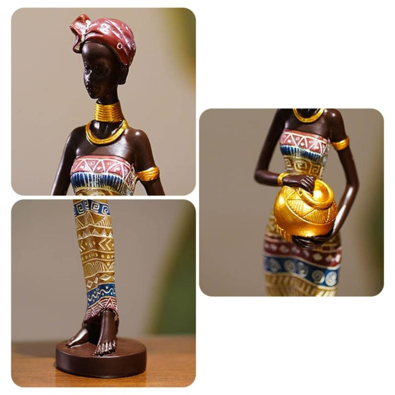 African Sculpture 16.34in Women Tribal Lady Figurine Statue Decor Collectible Art Piece Ornaments Home Office Decor Dropshipping acacuss