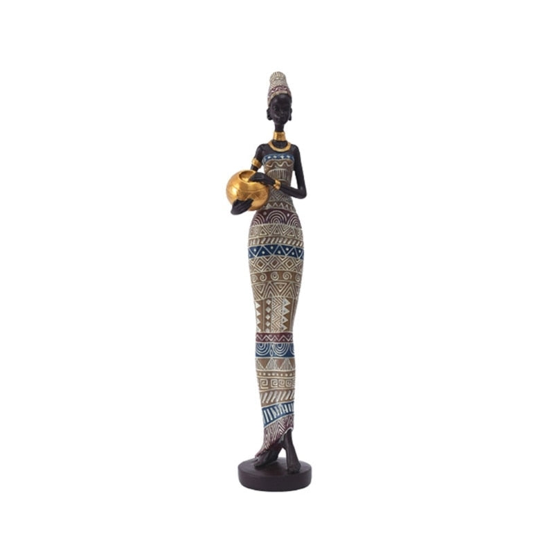 アフリカ彫刻 16.34 インチ女性部族女性置物像の装飾グッズアート ...
