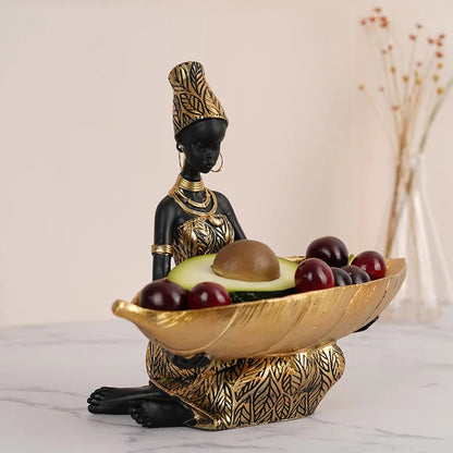 African Women Resin Statuehome Decor  National Woman Decoration Home Living Room Tabletop Craft Tray Decoration acacuss