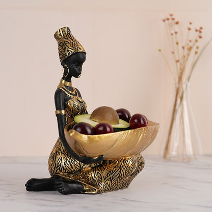 African Women Sculptures Figurines Storage Home Decoration Office Table Desk Accessories Resin People Statue Ornament Room Decor acacuss