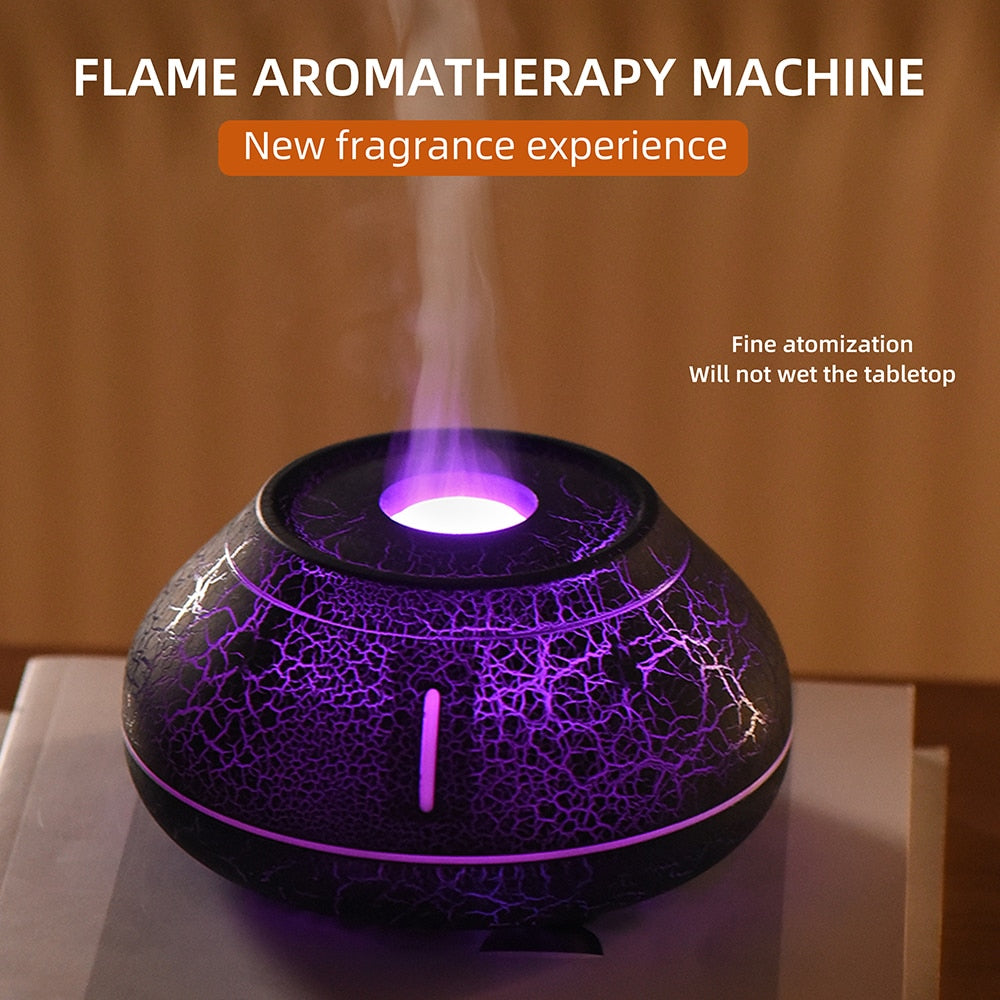 Air Humidifier Crack Volcanic Flame Essential Oil Diffuser Ultrasonic Cool Mist Maker Led Essential Oil Lamp Air Diffuser acacuss