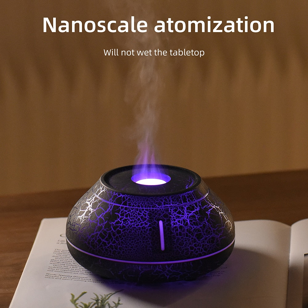 Air Humidifier Crack Volcanic Flame Essential Oil Diffuser Ultrasonic Cool Mist Maker Led Essential Oil Lamp Air Diffuser acacuss
