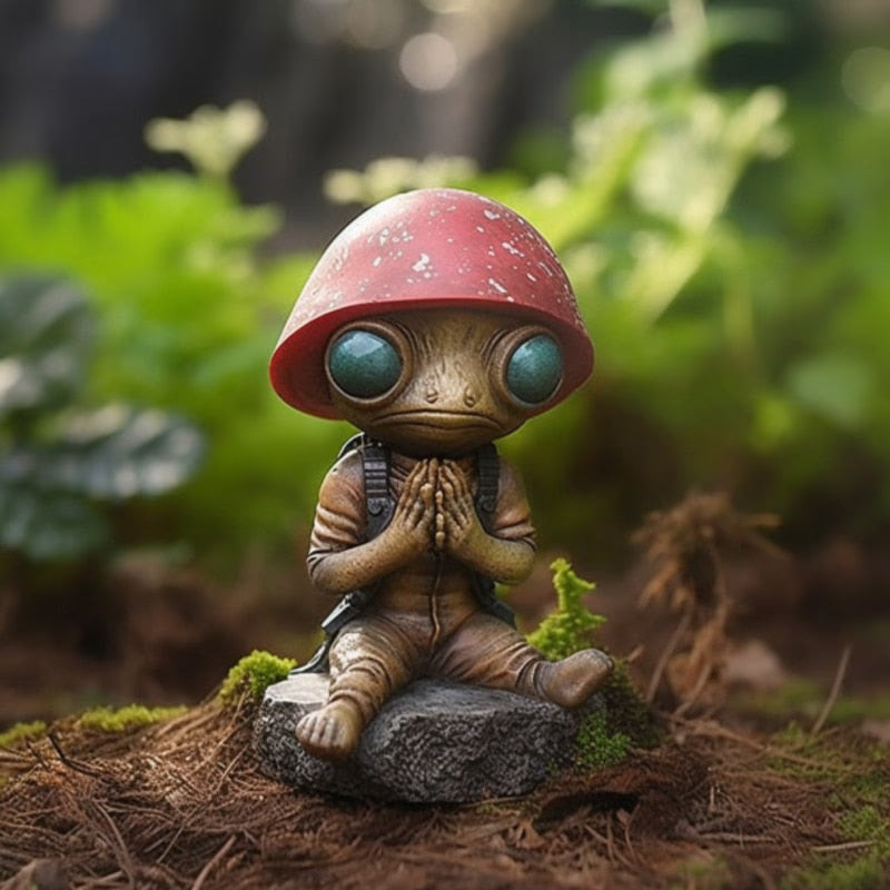 2023 New Alien Figurine Resin Fantasy Crafts Garden Halloween Decoration Aliens Statue Model Doll Elf Ornaments Children Gifts acacuss