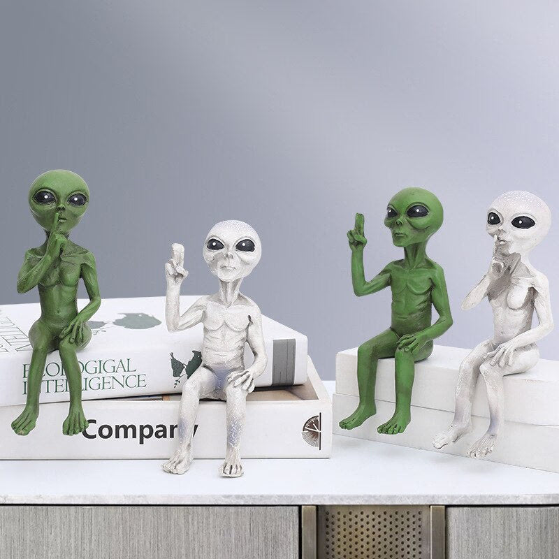 Alien Statue Outdoor Space Alien Ornaments Garden Resin Statue Figurine Home Decoration Garden Yard Decoration Miniatures acacuss