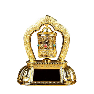 Alloy Vehicle-Mounted Solar-Powered Ornaments Electric Prayer Wheel Fuyun Four-Tube Battery Solar Dual Purpose acacuss