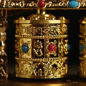 Alloy Vehicle-Mounted Solar-Powered Ornaments Electric Prayer Wheel Fuyun Four-Tube Battery Solar Dual Purpose acacuss
