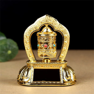 Alloy Vehicle-Mounted Solar-Powered Ornaments Electric Prayer Wheel Fuyun Four-Tube Battery Solar Dual Purpose acacuss