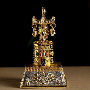 Alloy Vehicle-Mounted Solar-Powered Ornaments Electric Prayer Wheel Fuyun Four-Tube Battery Solar Dual Purpose acacuss