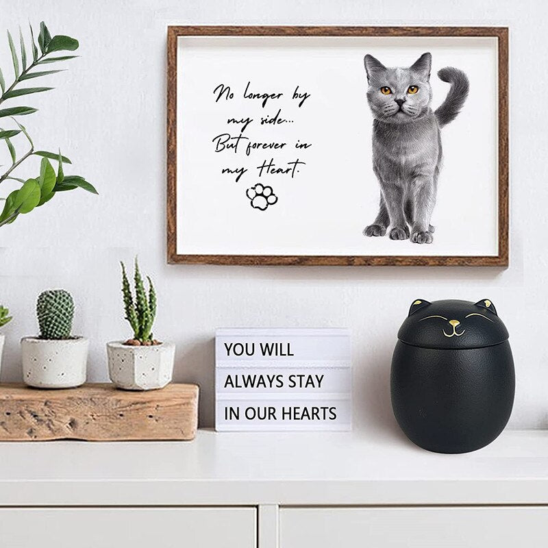 Always Remember Classic Souvenir Pet Cat Dog Ceramics Ashes Funeral Urn (4.7"*4.3"/Under 70 pounds/Black Cat) acacuss