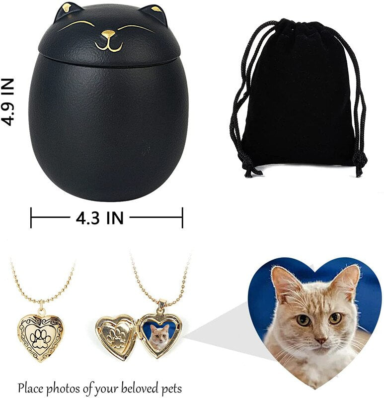 Always Remember Classic Souvenir Pet Cat Dog Ceramics Ashes Funeral Urn (4.7"*4.3"/Under 70 pounds/Black Cat) acacuss