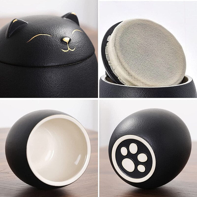 Always Remember Classic Souvenir Pet Cat Dog Ceramics Ashes Funeral Urn (4.7"*4.3"/Under 70 pounds/Black Cat) acacuss