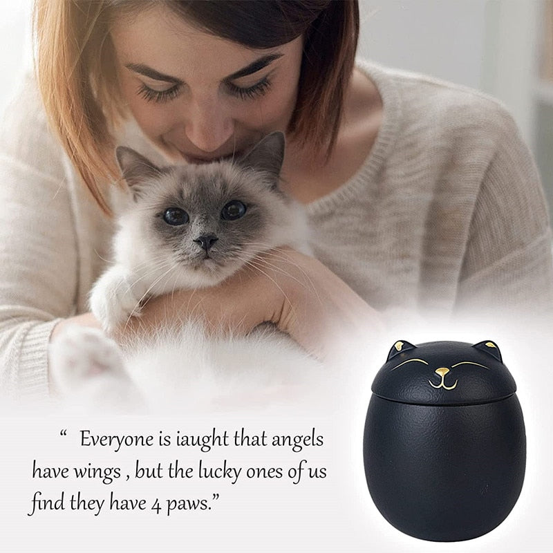 Always Remember Classic Souvenir Pet Cat Dog Ceramics Ashes Funeral Urn (4.7"*4.3"/Under 70 pounds/Black Cat) acacuss