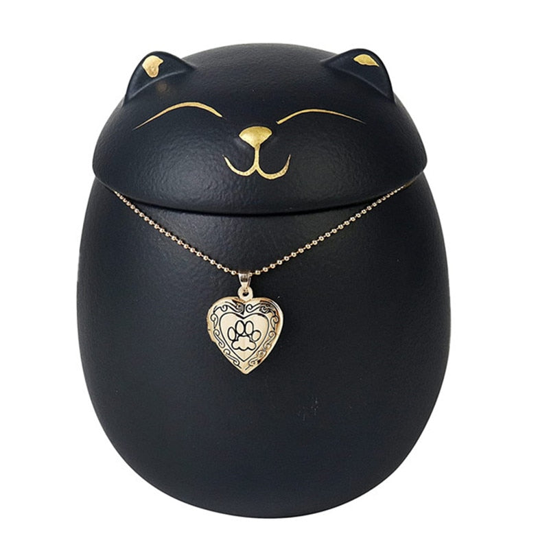 Always Remember Classic Souvenir Pet Cat Dog Ceramics Ashes Funeral Urn (4.7"*4.3"/Under 70 pounds/Black Cat) acacuss