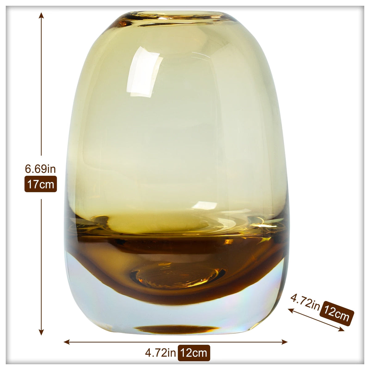 Amber Round Glass Vase Home Decor Indoor Living Room Office Desktop Ornaments Set Hydroponic Plant Flower Arrangement Container acacuss