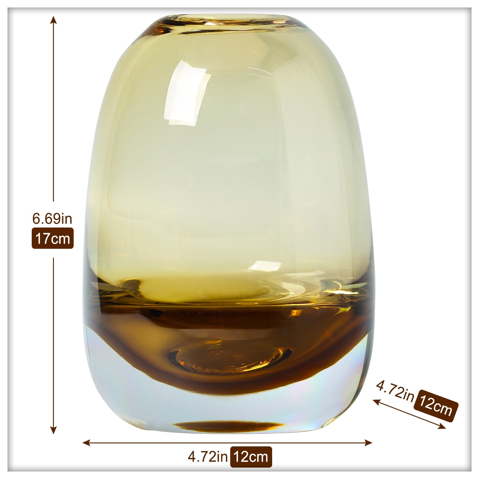 Amber Round Glass Vase Home Decor Indoor Living Room Office Desktop Ornaments Set Hydroponic Plant Flower Arrangement Container acacuss