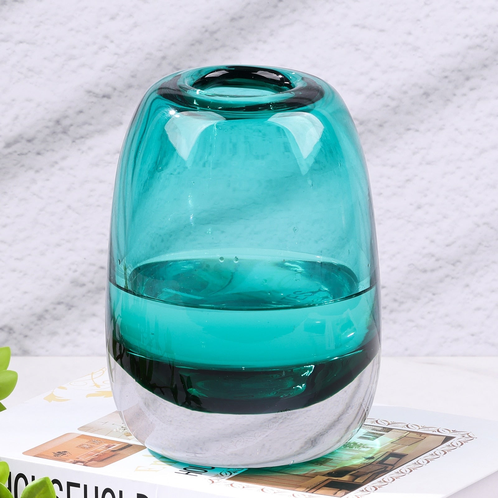 Amber Round Glass Vase Home Decor Indoor Living Room Office Desktop Ornaments Set Hydroponic Plant Flower Arrangement Container acacuss