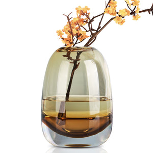 Amber Round Glass Vase Home Decor Indoor Living Room Office Desktop Ornaments Set Hydroponic Plant Flower Arrangement Container acacuss