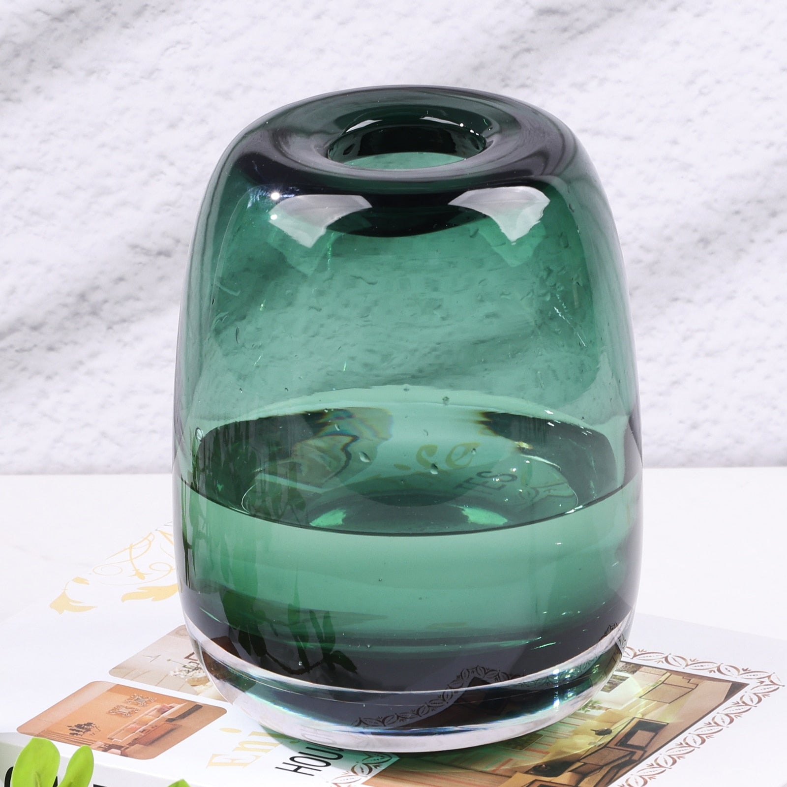 Amber Round Glass Vase Home Decor Indoor Living Room Office Desktop Ornaments Set Hydroponic Plant Flower Arrangement Container acacuss