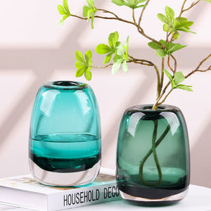 Amber Round Glass Vase Home Decor Indoor Living Room Office Desktop Ornaments Set Hydroponic Plant Flower Arrangement Container acacuss