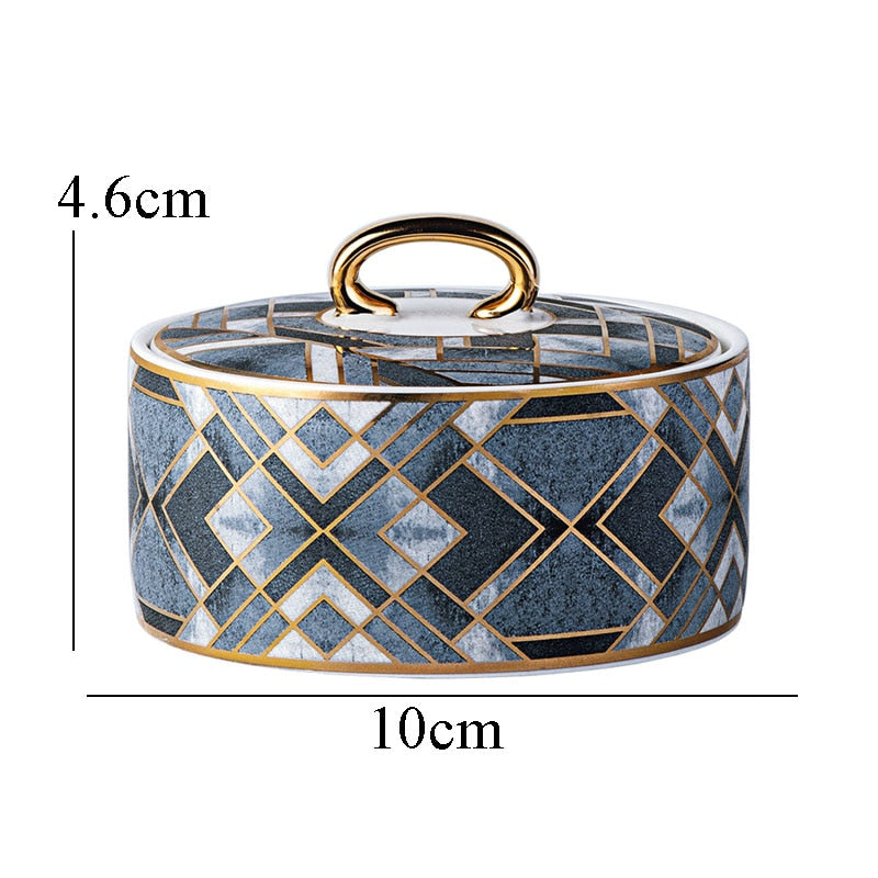 American Ceramic Storage Jars Golden Stroke Coffee Sugar Bowl Bedroom Cosmetic Container Home Decoration Modern Organizer acacuss