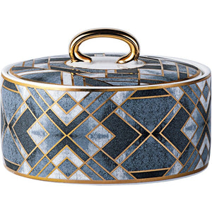 American Ceramic Storage Jars Golden Stroke Coffee Sugar Bowl Bedroom Cosmetic Container Home Decoration Modern Organizer acacuss