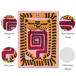 Ancient Egypt Colorful Abstract Boho Poster Tiger Leopard Figure Wall Art Prints Canvas Painting Decor Pictures For Living Room acacuss