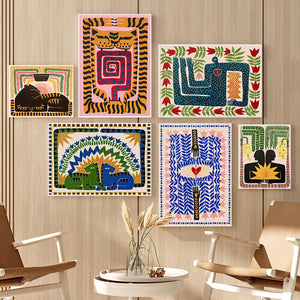 Ancient Egypt Colorful Abstract Boho Poster Tiger Leopard Figure Wall Art Prints Canvas Painting Decor Pictures For Living Room acacuss