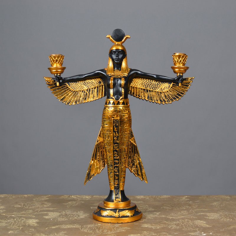 Ancient Egypt God Statue Resin Crafts Wing Candleholder Goddess Art Sculpture Home Decoration Souvenirs Gift acacuss